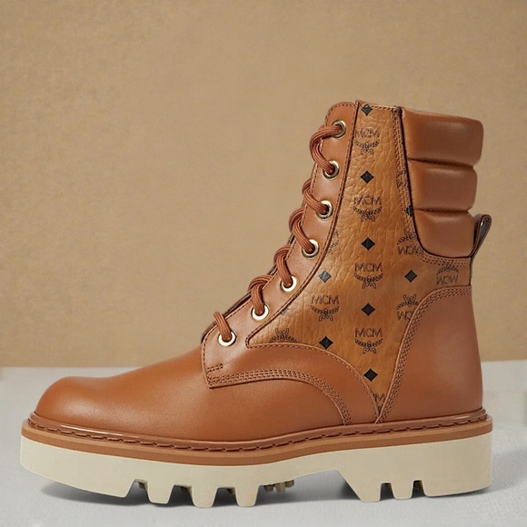 New MCM Women’s Motor Visetos Lace-Up Boots - Picture 5 of 16